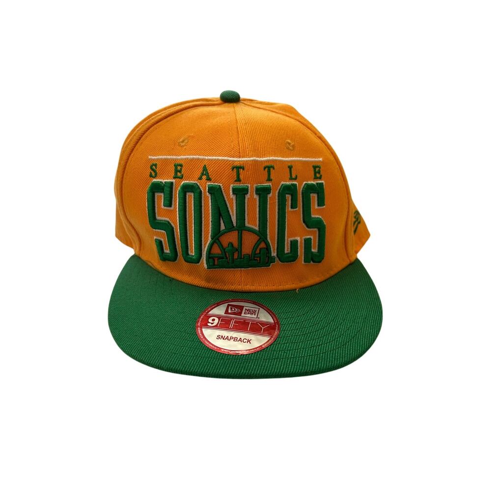 Seattle Sonics New Era Supersonics Snapback Hat Orange Green NBA Cap 9Fifty NWT